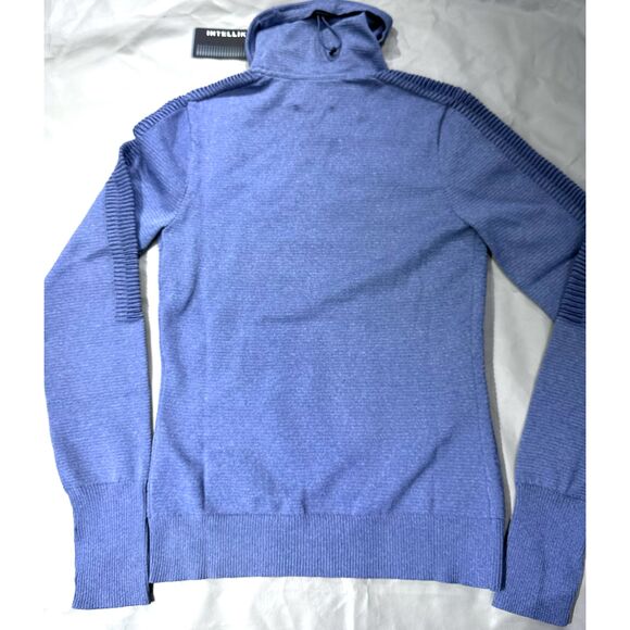 Under Armour Women Small Intelliknit Funnel Neck Sweater Long sleeve Blue NEW - Picture 2 of 10